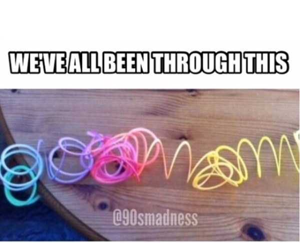 Meme of the universality of a tangles and bent slinky 
