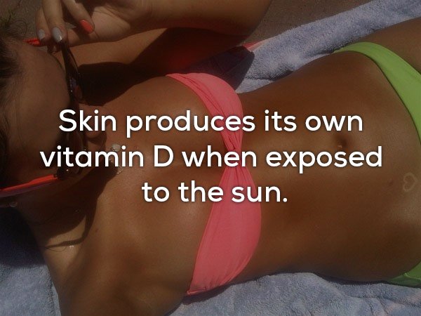 muscle - Skin produces its own vitamin D when exposed to the sun.