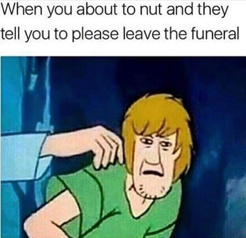 dark memes - When you about to nut and they tell you to please leave the funeral