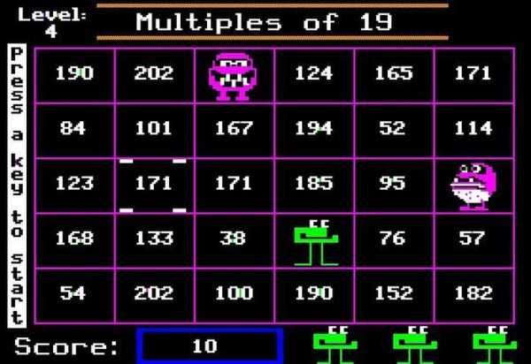number munchers - Level Multiples of 19 190 202 124 165 171 Alou Oyu 84 101 167 194 52 114 123 171 171 185 95 0 168 133 38 76 57 54 202 100 190 152 182 Score Score 10 10