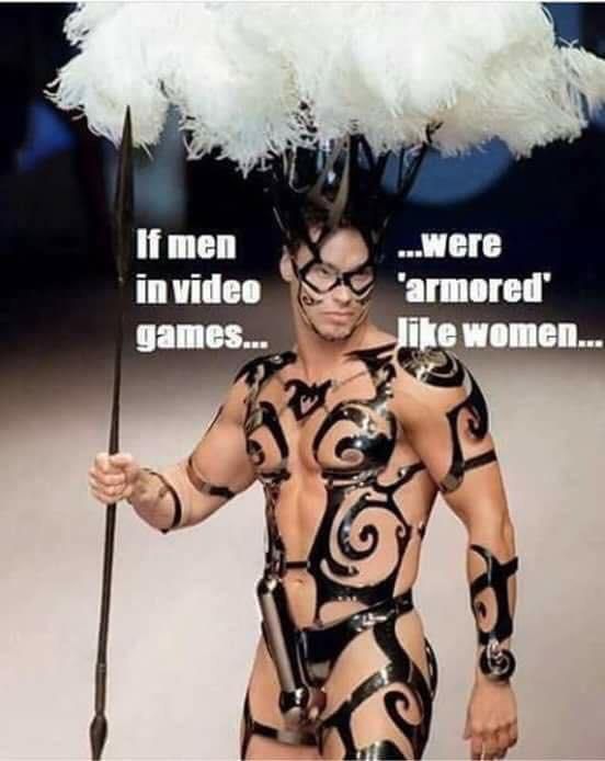 if men in video games were armored like women - If men in video games... ...were 'armored" women...