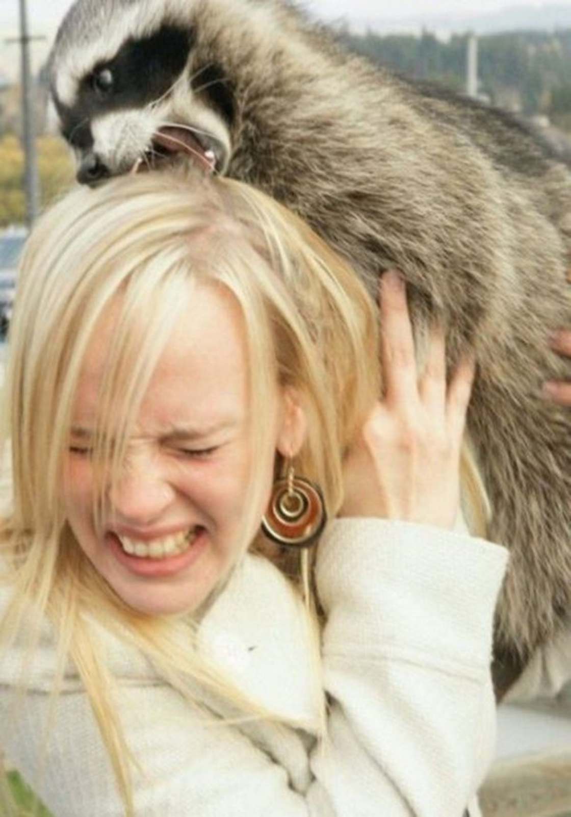 girl with raccoon