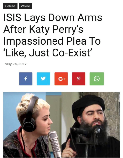isis meme funny - Celebs World Isis Lays Down Arms After Katy Perry's Impassioned Plea To ', Just CoExist'