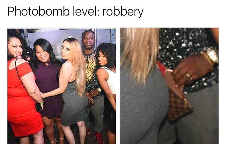 black guy white girl meme - Photobomb level robbery