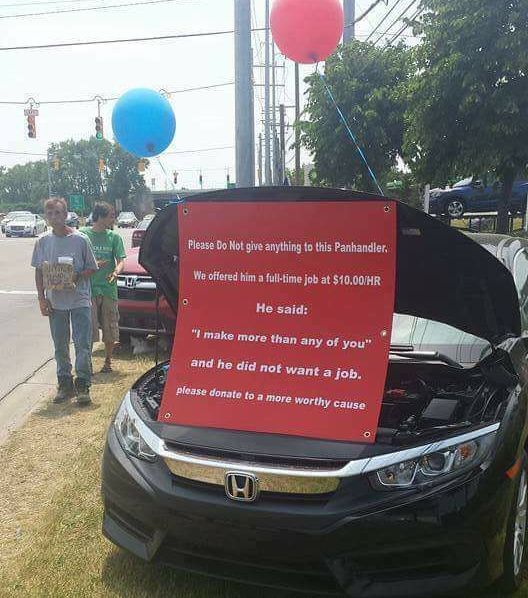 homeless man car dealership - Please Do Not give anything to this Panhandler. We offered him a fulltime job at $10.00Hr He said "I make more than any of you" and he did not want a job. please donate to a more worthy cause