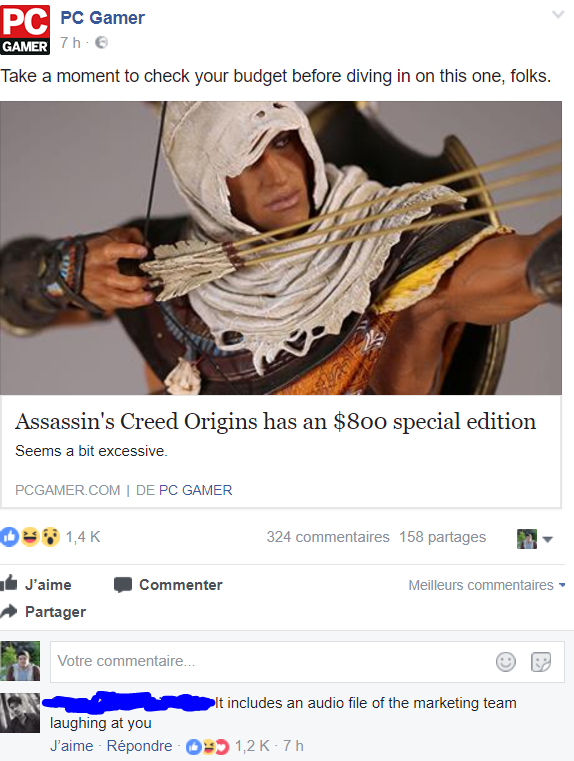 assassin's creed origin special edition - Pc Pc Gamer Gamer Take a moment to check your budget before diving in on this one, folks. Assassin's Creed Origins has an $800 special edition Seems a bit excessive Pcgamer.Com De Pc Gamer Od 324 commentaires 158 