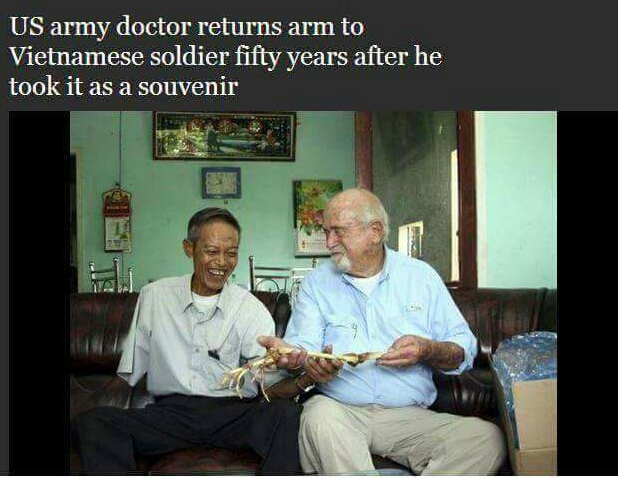us army doctor returns arm to vietnamese soldier - Us army doctor returns arm to Vietnamese soldier fifty years after he took it as a souvenir
