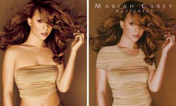 Maria Carey censored album for Middle east to cover her upper chest skin.