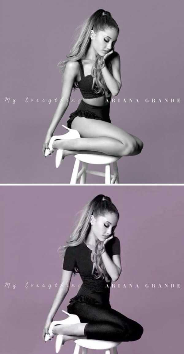Ariana Grande album in which she is covered up from showing much skin for middle east distributors.