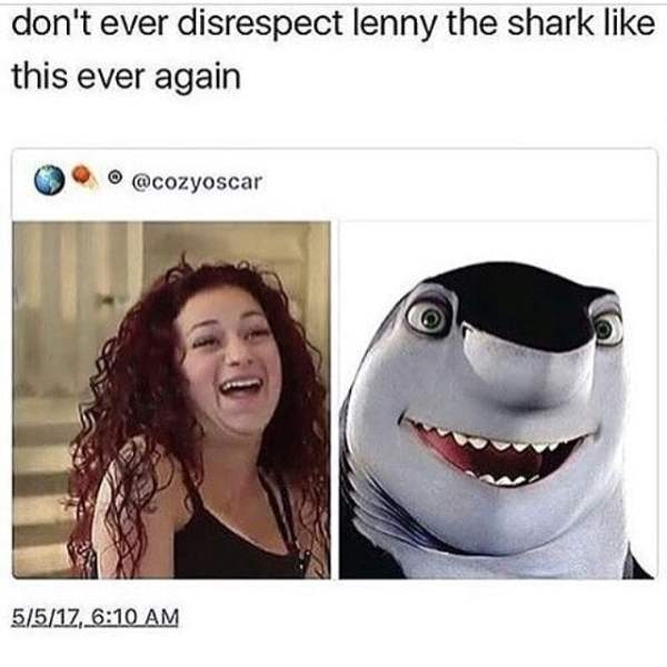 Lenny The Shark Compared to Cash Me Ousside girl and someone makes funny comment to never disrespect Lenny like that again.