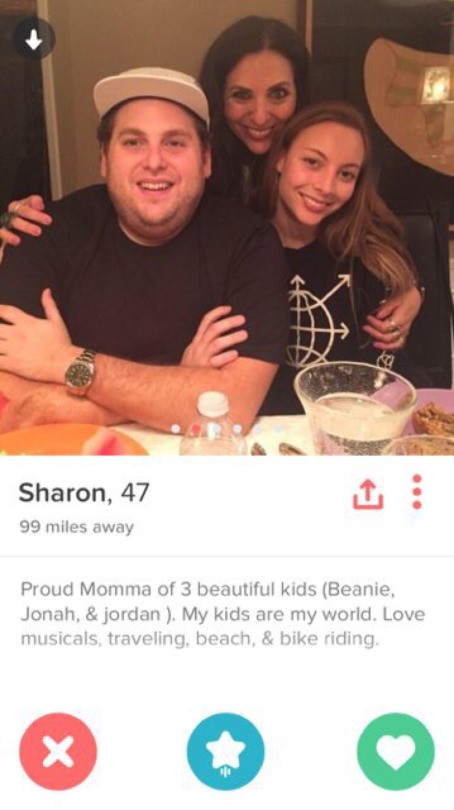 random pic jonah hill tinder - Sharon, 47 99 miles away Proud Momma of 3 beautiful kids Beanie, Jonah, & jordan. My kids are my world. Love musicals, traveling, beach, & bike riding.