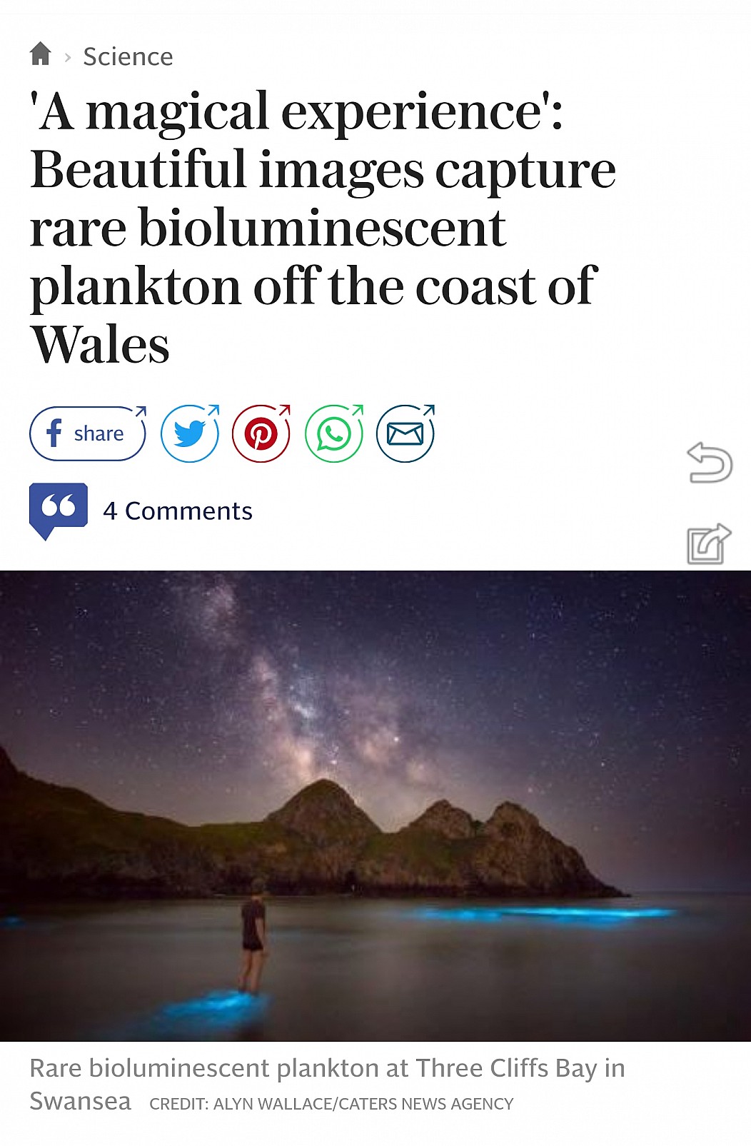 work experience - A Science A magical experience Beautiful images capture rare bioluminescent plankton off the coast of Wales 66 4 Rare bioluminescent plankton at Three Cliffs Bay in Swansea Credit Alyn WallaceCaters News Agency