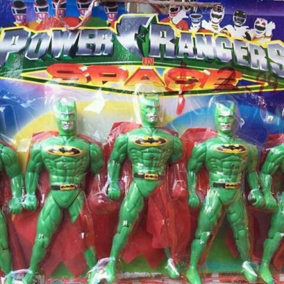 Power rangers toys that looks like strange green batmen.