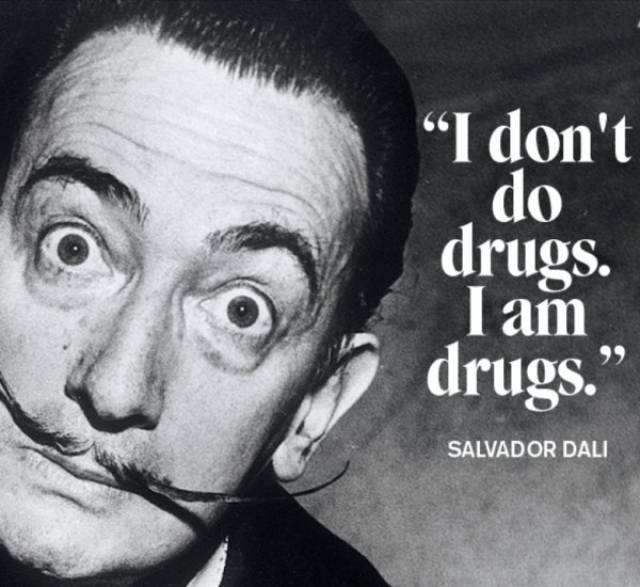 Salvidor Dali quote about how he doesn't do drugs, he is drugs.