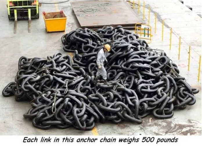 ships anchor chain - Each link in this anchor chain weighs 500 pounds