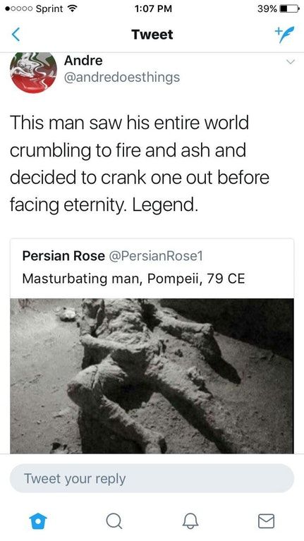 Tweet of man mummified in a volcano while fapping