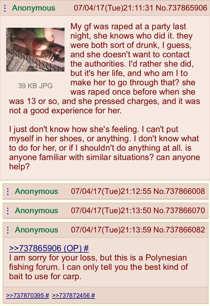 d&d greentext storys - Anonymous 070417 Tue31 No.737865906 My gf was raped at a party last night, she knows who did it. they were both sort of drunk, I guess, and she doesn't want to contact the authorities. I'd rather she did, but it's her life, and who 