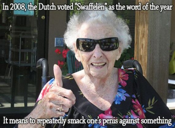 freaky dutch - In 2008, the Dutch voted "Swaffelen" as the word of the year It means to repeatedly smack one's penis against something