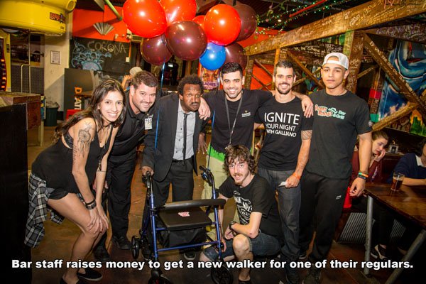 pub - Dati Ignite Wth Gallano Your Night Bar staff raises money to get a new walker for one of their regulars.