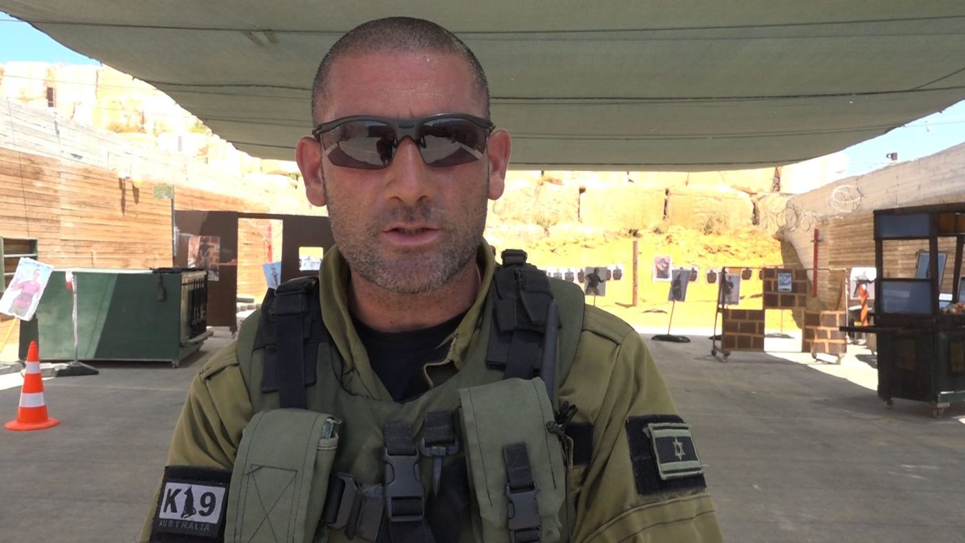 Eitan Cohen, an instructor at the Caliber 3 counter terrorism and security training academy, July 2017. "One day, I sat there wondering whether a Jew in the death camp of Auschwitz could have ever dreamed that an academy like this would ever exist in Israel and that it would train members of the German army,”