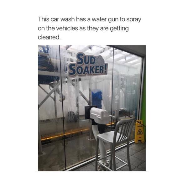 Awesome car wash that lets you shoot water at the cars being washed.