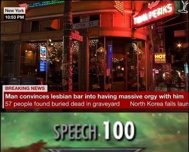 man convinces lesbian bar to have massive orgy with him - New York Peks 17TH St Castes are Breaking News Man convinces lesbian bar into having massive orgy with him 57 people found buried dead in graveyard North Korea fails laun Speech 100