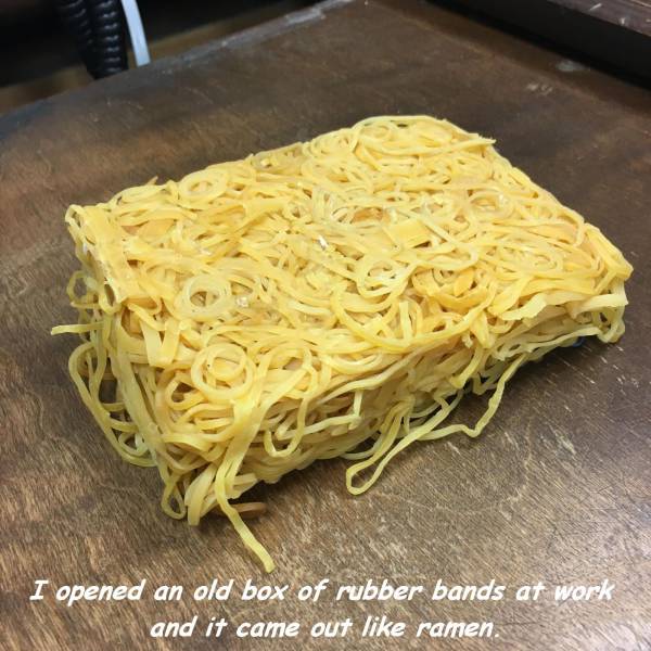 old ramen - I opened an old box of rubber bands at work and it came out ramen.