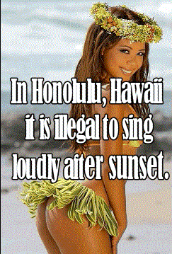 luana lani - In Honolulu, Hawai is illegal to sing loudly after sunset