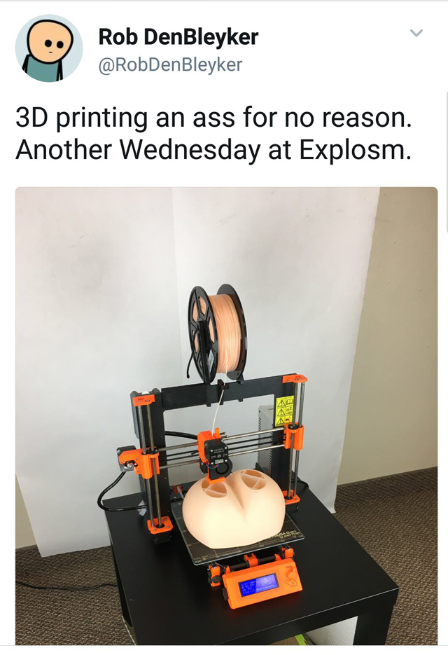 machine - Rob DenBleyker 3D printing an ass for no reason. Another Wednesday at Explosm.