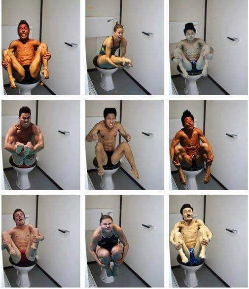 olympic divers on the toilet