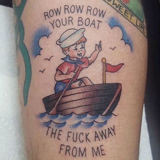 antisocial tattoo - Ow Row Row Your Boat Neet The Fuck Away From Me