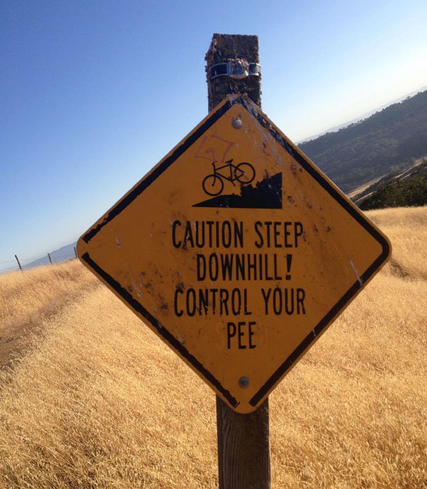 school safety signs - Caution Steep Downhill Control Your Pee