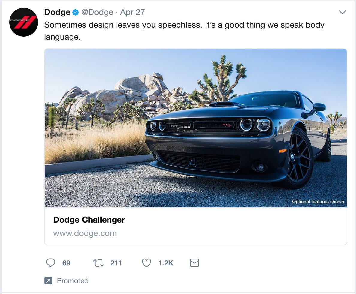 car - Dodge Apr 27 Sometimes design leaves you speechless. It's a good thing we speak body language. Ron Optional features shown Dodge Challenger 27 211 9 69 Promoted
