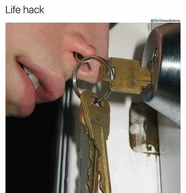 keys on nose ring - Life hack Shitheadsteve