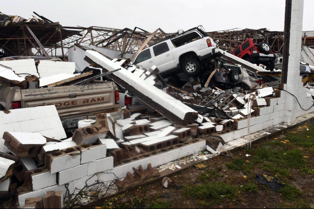 Rubble and destruction after Hurricane Harvey