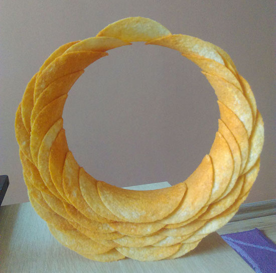Magical circle created out of carefully layered pringles.