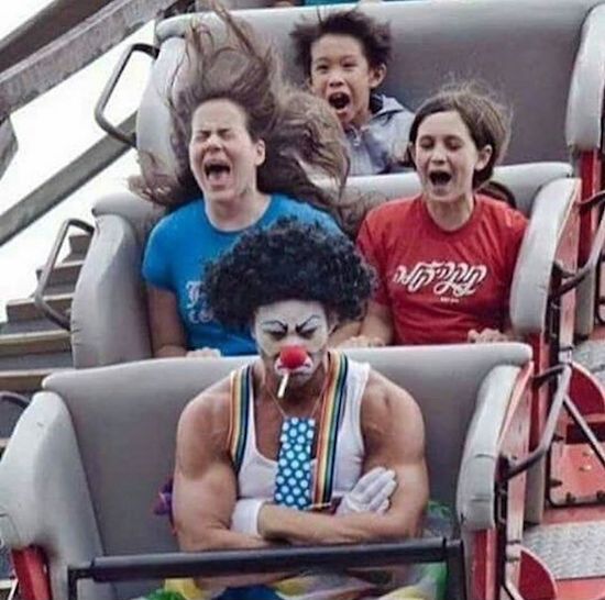 clown on roller coaster