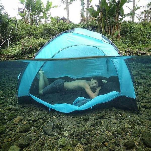 tent under water