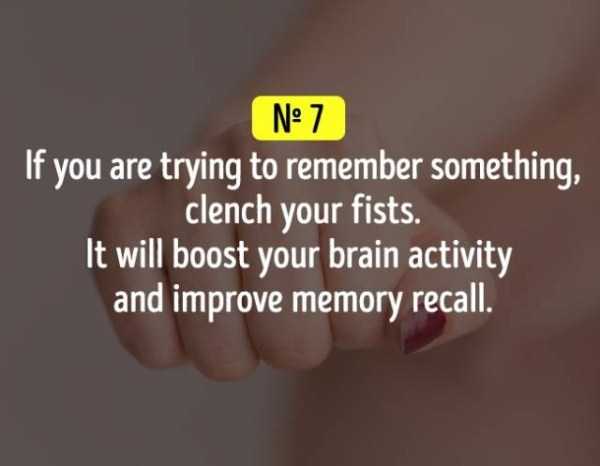 Lifehack of clenching your fist if you can't remember something.