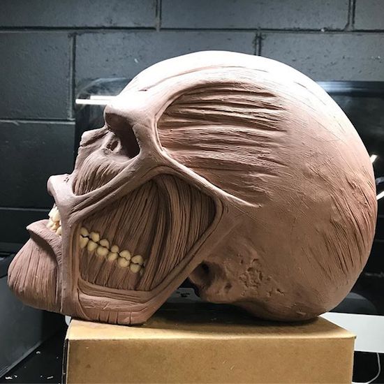 Creepy looking skull sculpture