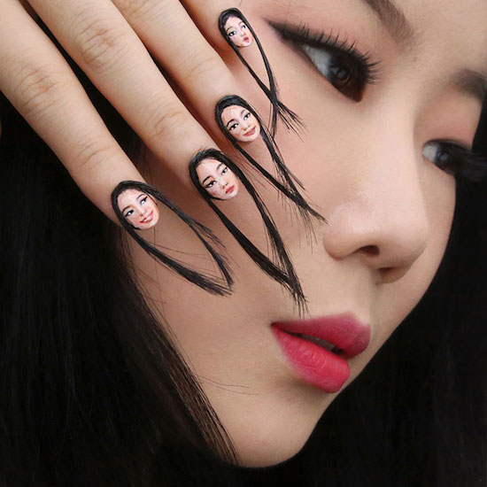 Girl with nails like her face