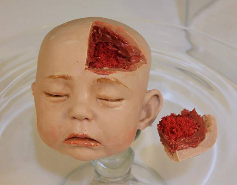 cake that looks like a baby's head