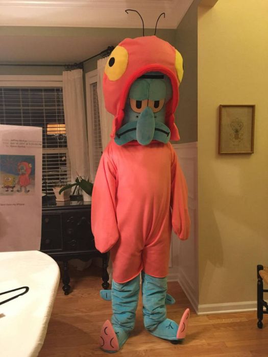 squidward in a salmon suit
