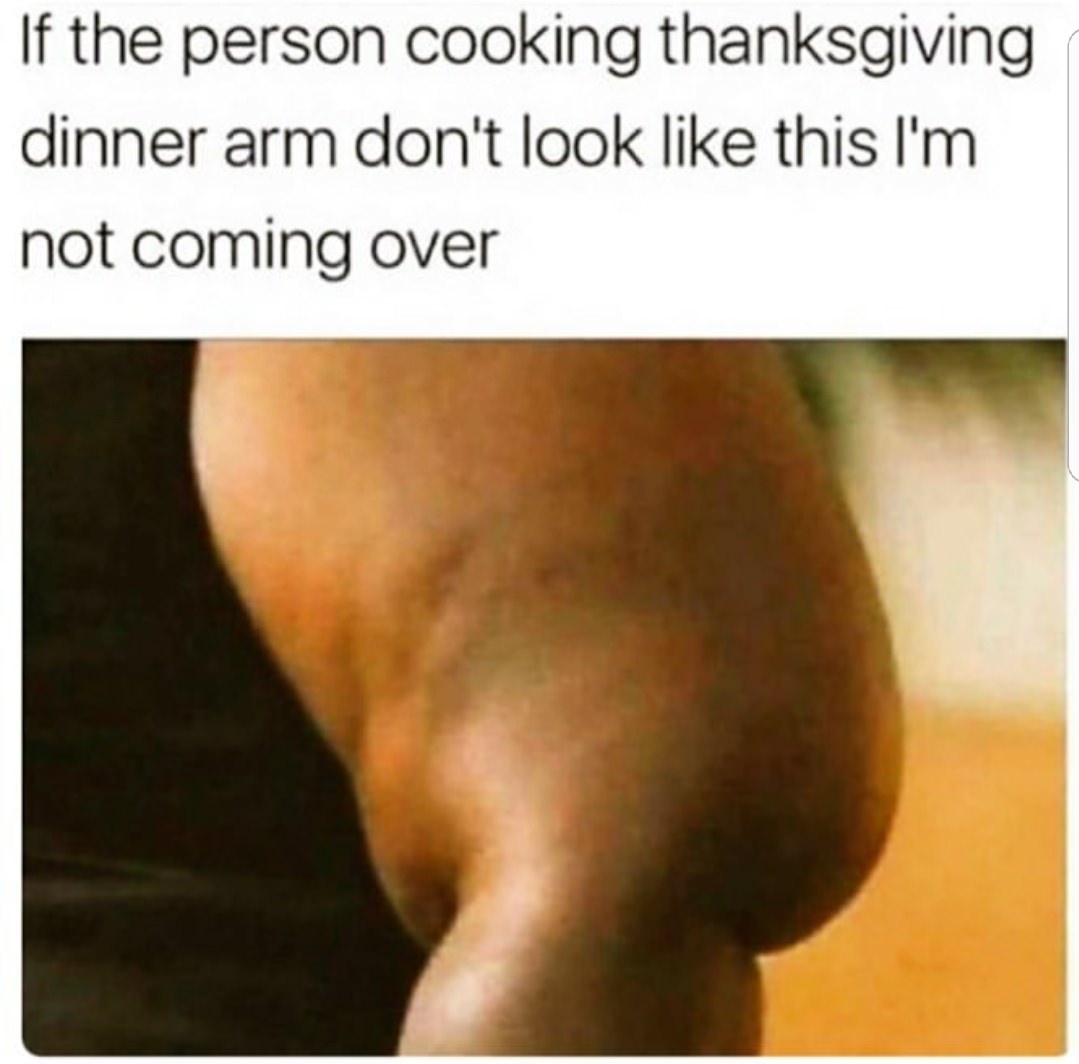 if the person cooking thanksgiving arm - If the person cooking thanksgiving dinner arm don't look this I'm not coming over