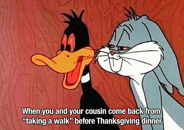 random pic bugs bunny and daffy duck high - When you and your cousin come back from "taking a walk before Thanksgiving dinner