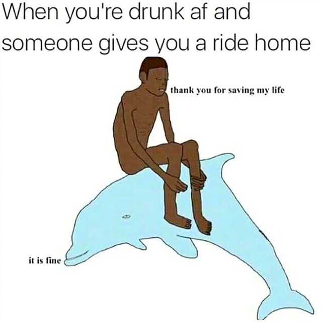 thanks for saving my life - When you're drunk af and someone gives you a ride home thank you for saving my life it is fine