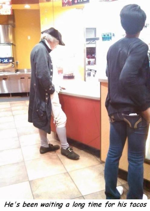 random pic dudes been waiting for his mcflurry since 1786 - He's been waiting a long time for his tacos