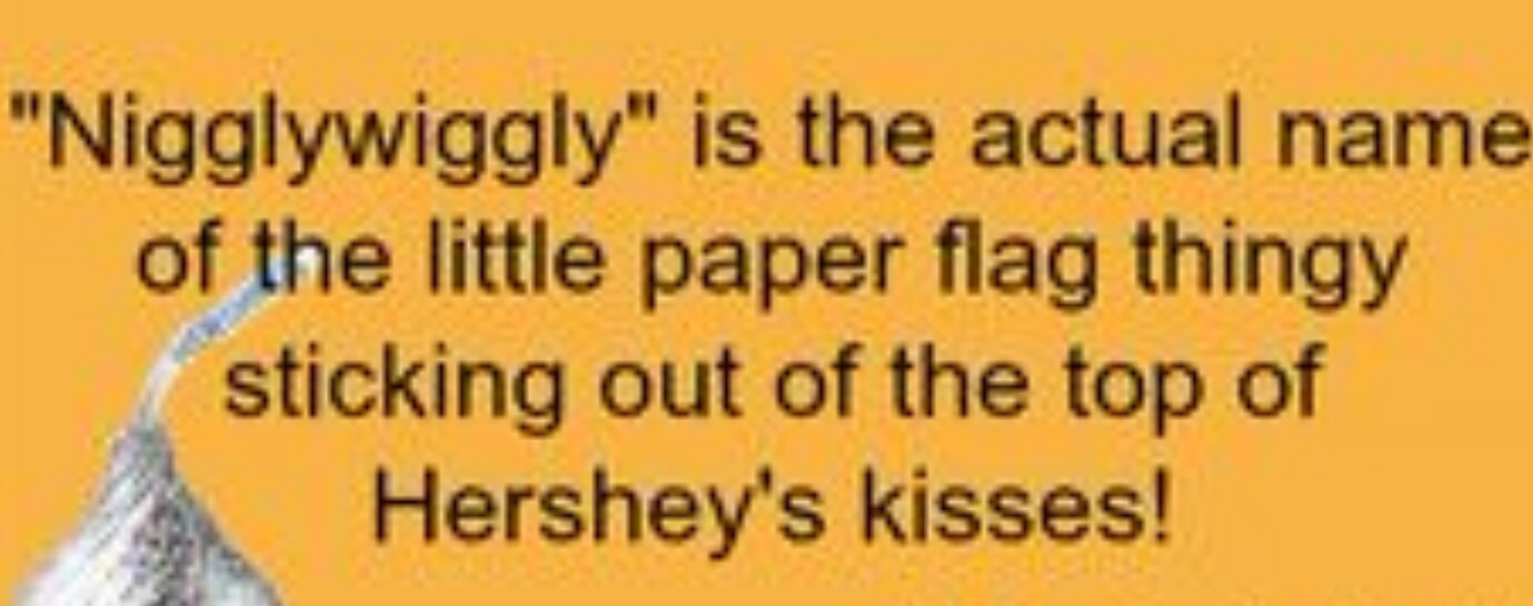 happiness - "Nigglywiggly" is the actual name of the little paper flag thingy sticking out of the top of Hershey's kisses!