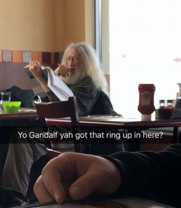 sitting - Yo Gandalf yah got that ring up in here?