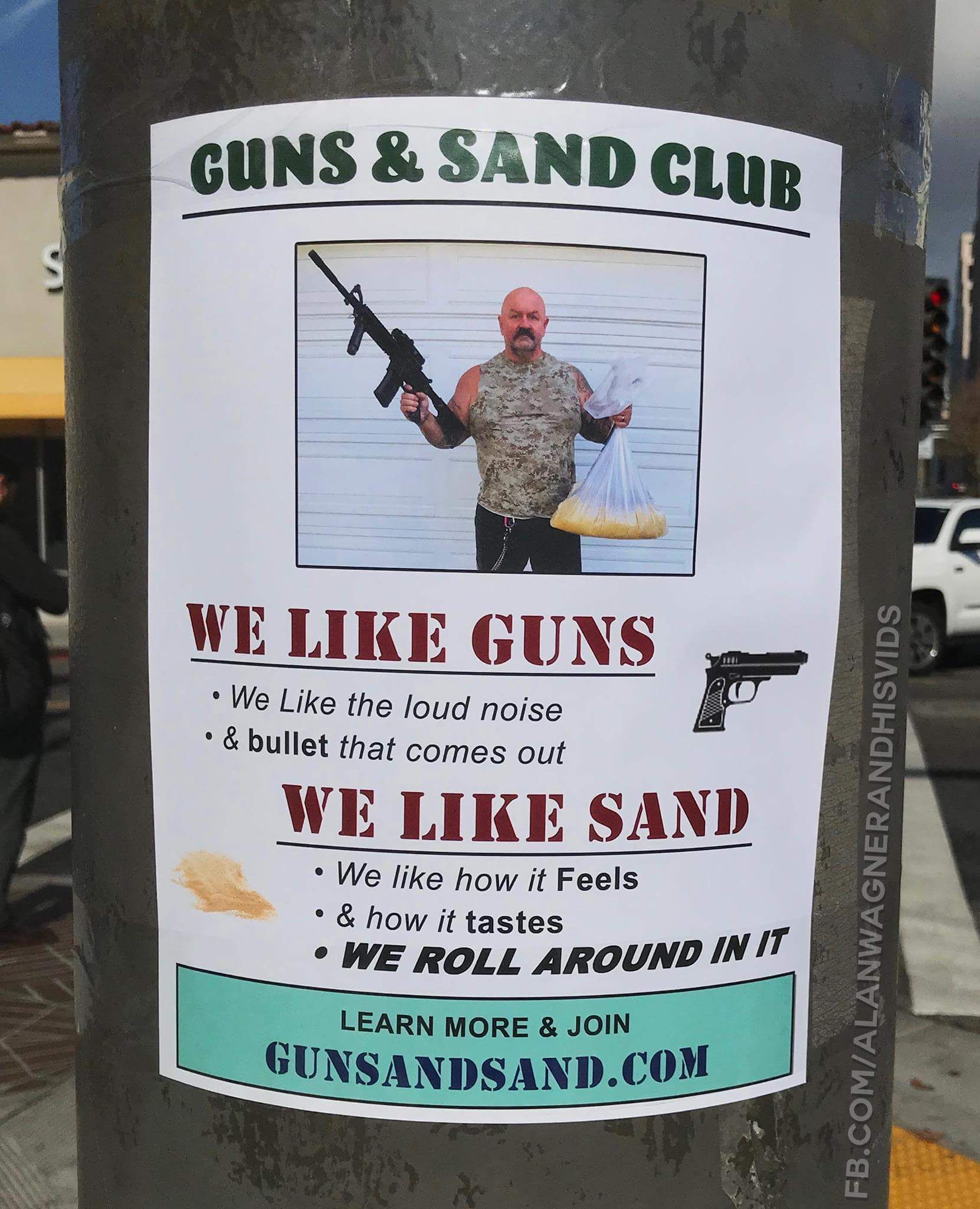 guns and sand club - Guns & Sand Club We Guns We the loud noise & bullet that comes out We Sand We how it Feels & how it tastes We Roll Around In It Fb.ComAlanwagnerandhisvids Learn More & Join Gunsandsand.Com